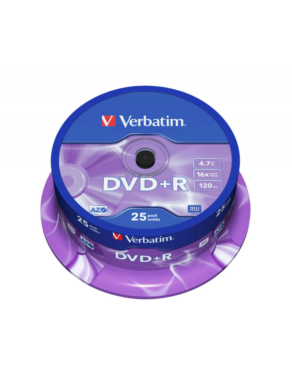 Verbatim DVD+R Matt Silver 4.7 GB 16x Speed 120 Min 25 Pack Blank CD Life Series